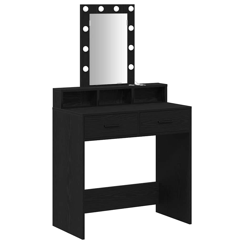 vidaXL Dressing Table Black 79 x 41 x 140 cm Engineered Wood