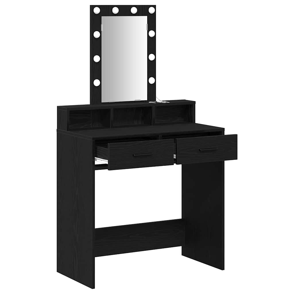 vidaXL Dressing Table Black 79 x 41 x 140 cm Engineered Wood