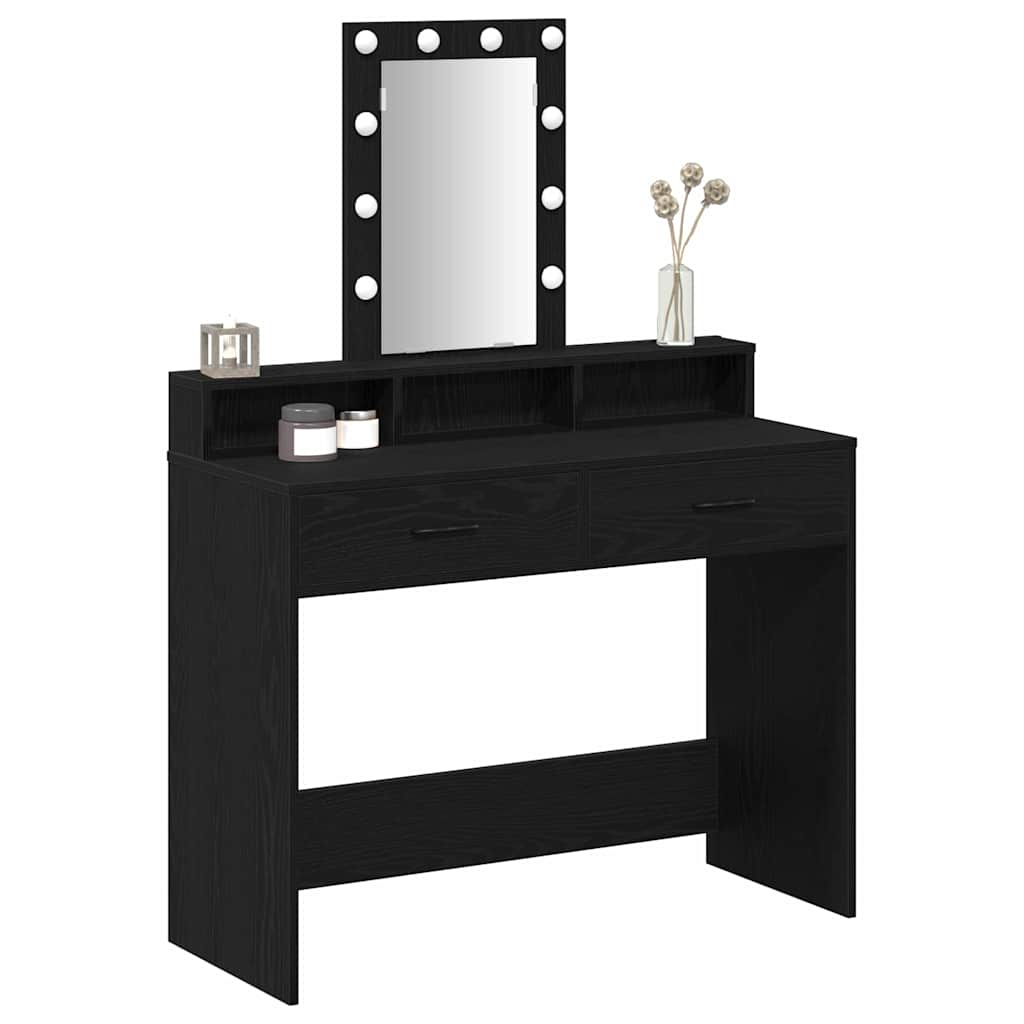 vidaXL Dressing Table Black 100 x 41 x 140 cm Engineered Wood