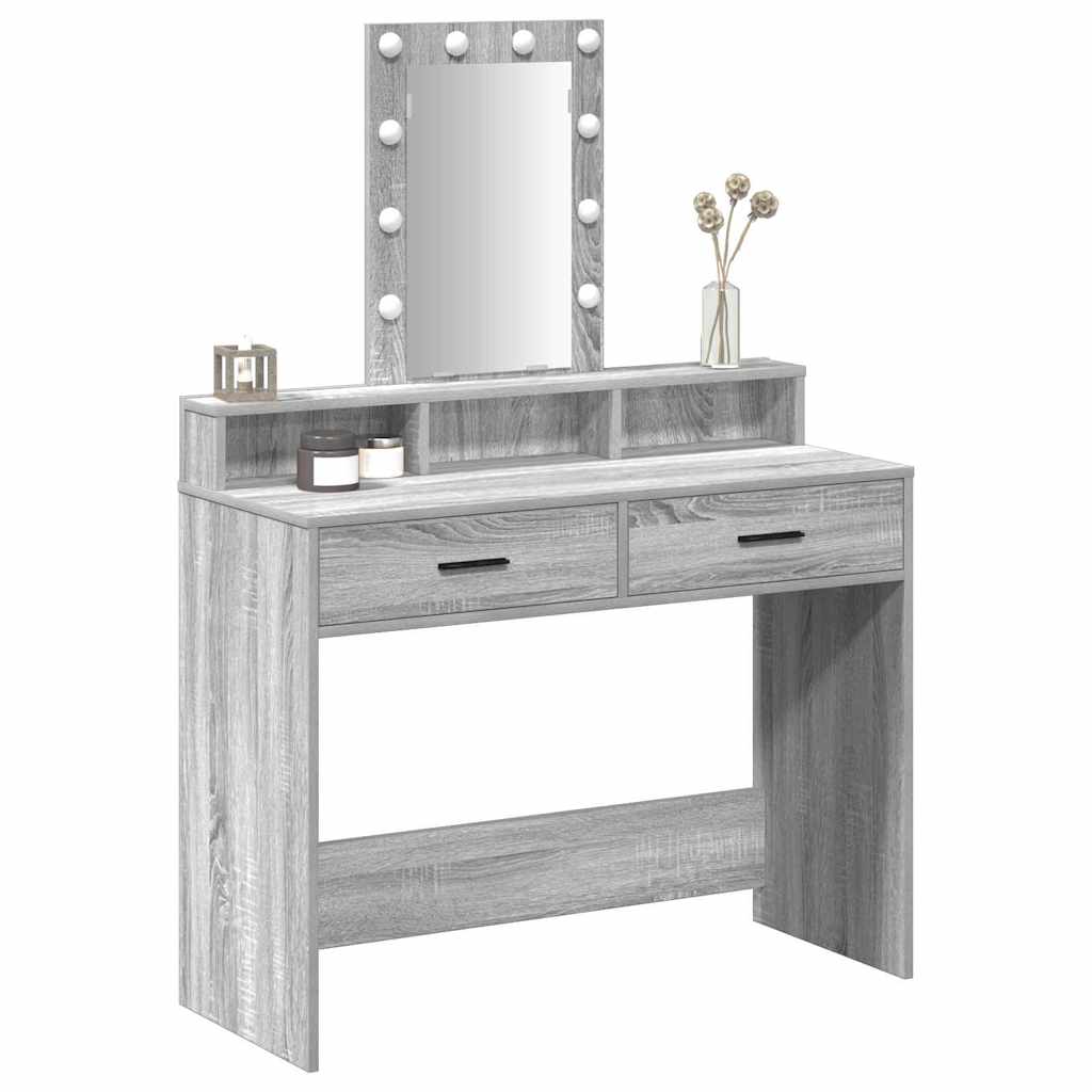 vidaXL Dressing Table Grey 100 x 41 x 140 cm Engineered Wood