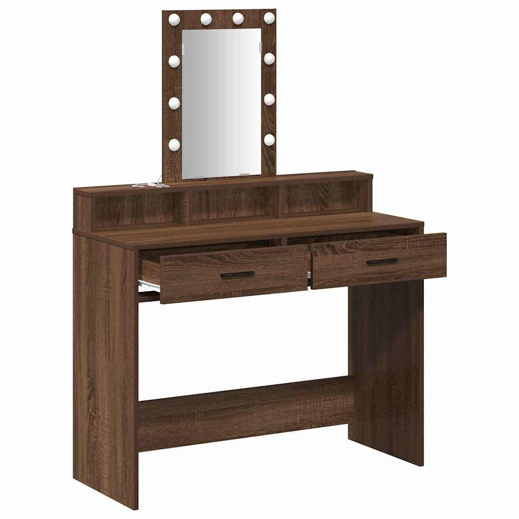 vidaXL Dressing Table Brown 100 x 41 x 140 cm Engineered Wood