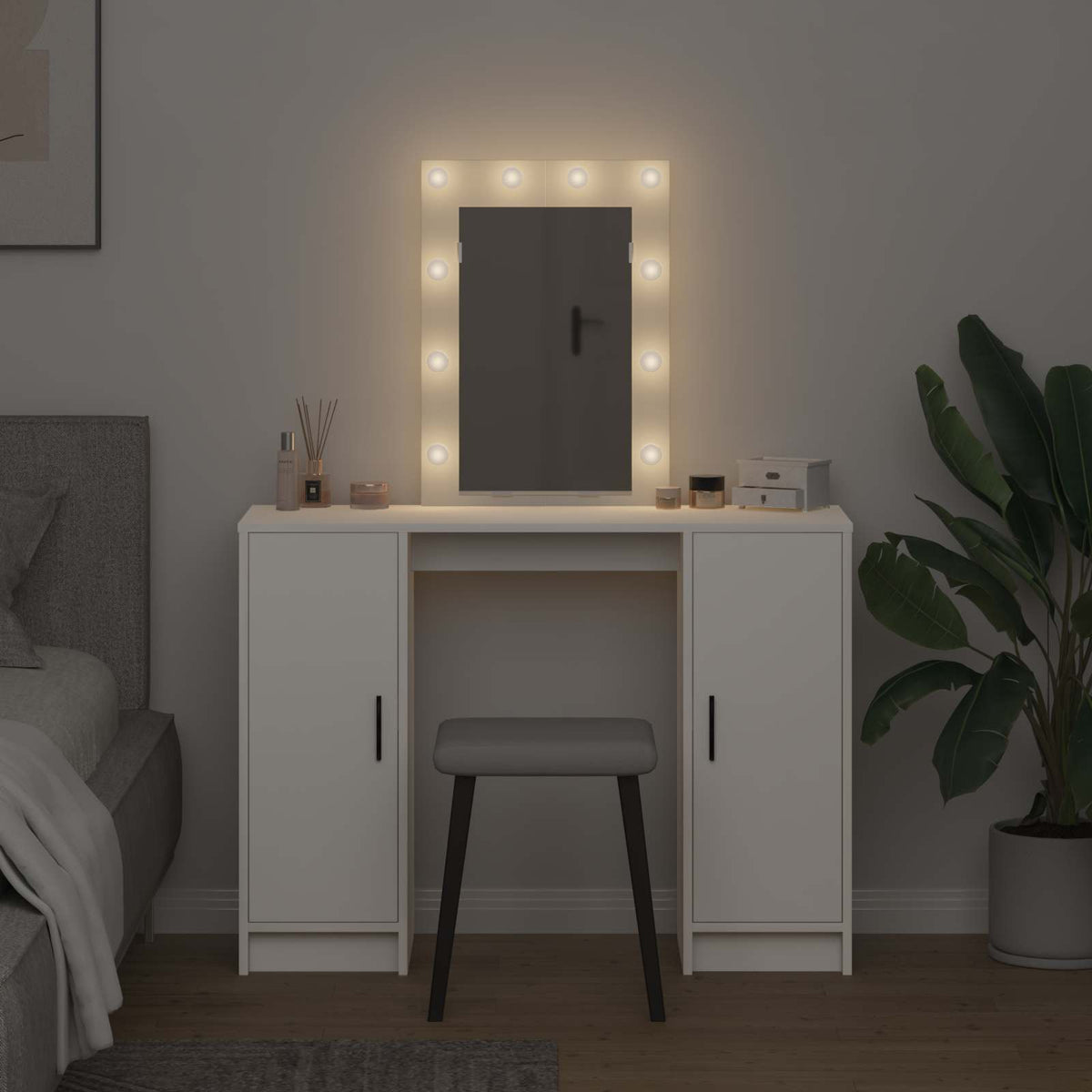 vidaXL Dressing Table White 102 x 33 x 135 cm Engineered Wood