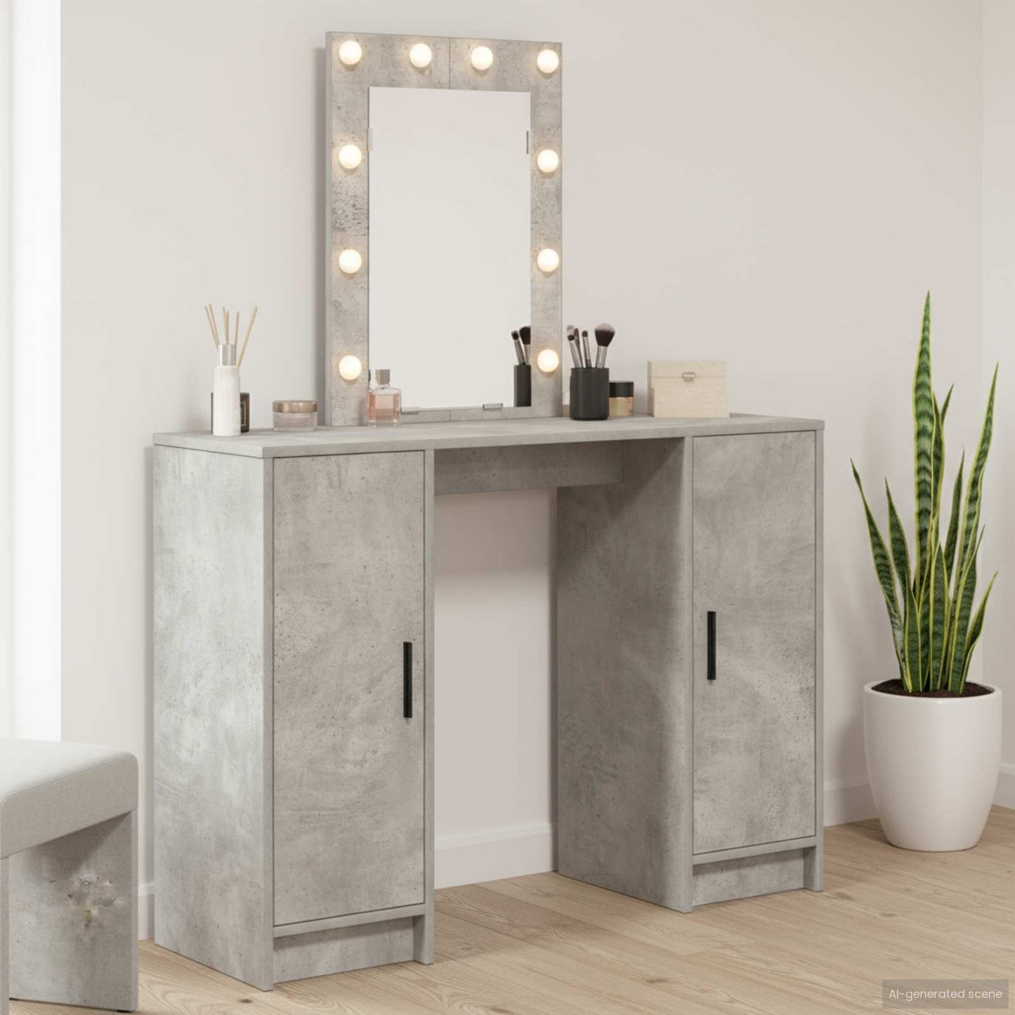 vidaXL Dressing Table Light Grey 102 x 33 x 135 cm Engineered Wood