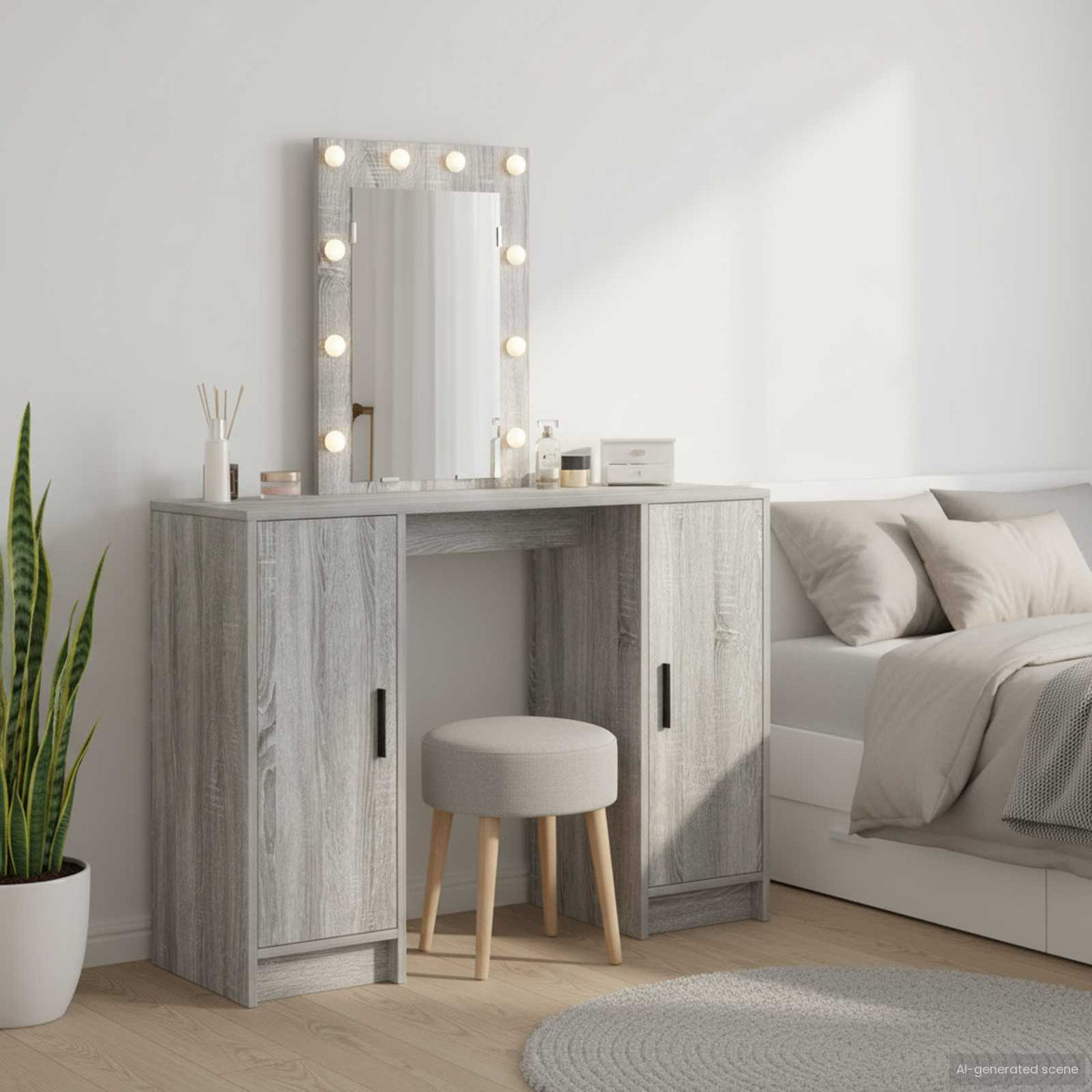 vidaXL Dressing Table Grey 102 x 33 x 135 cm Engineered Wood