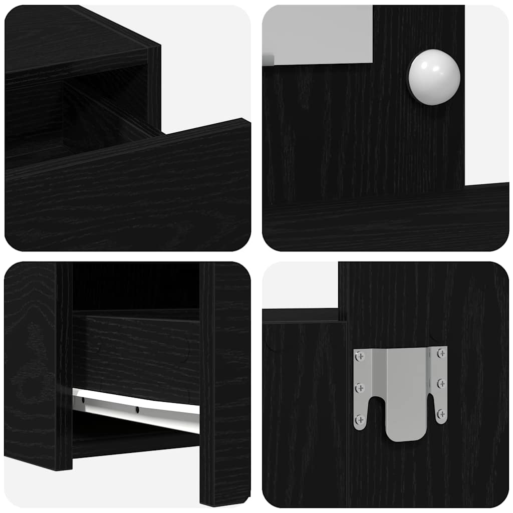 vidaXL Dressing Table Black 83 x 40 x 70 cm Engineered Wood