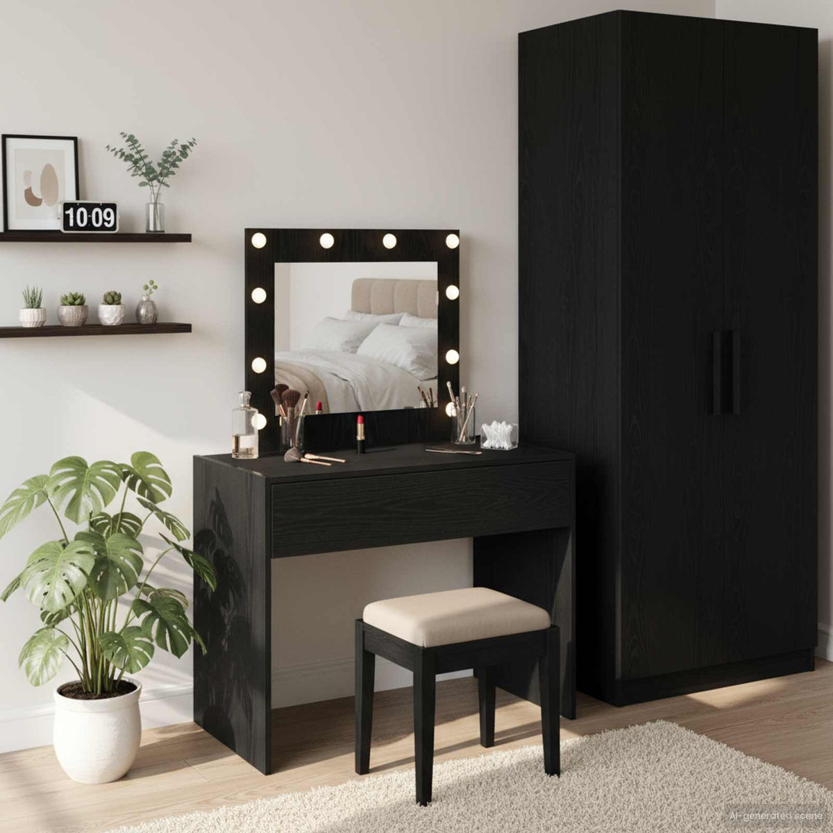 vidaXL Dressing Table Black 83 x 40 x 70 cm Engineered Wood