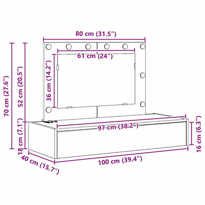 vidaXL Dressing Table Brown 100 x 40 x 70 cm Engineered Wood