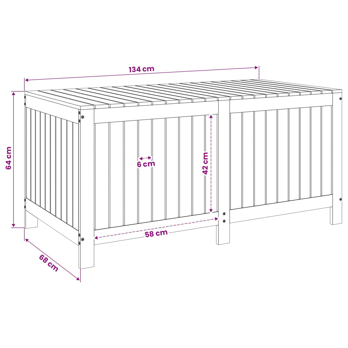 vidaXL Garden Storage Box 359 L Solid Pine Wood 146.5 x 68 x 63 cm
