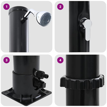 vidaXL Outdoor Solar shower Black 217 cm PVC and Aluminium