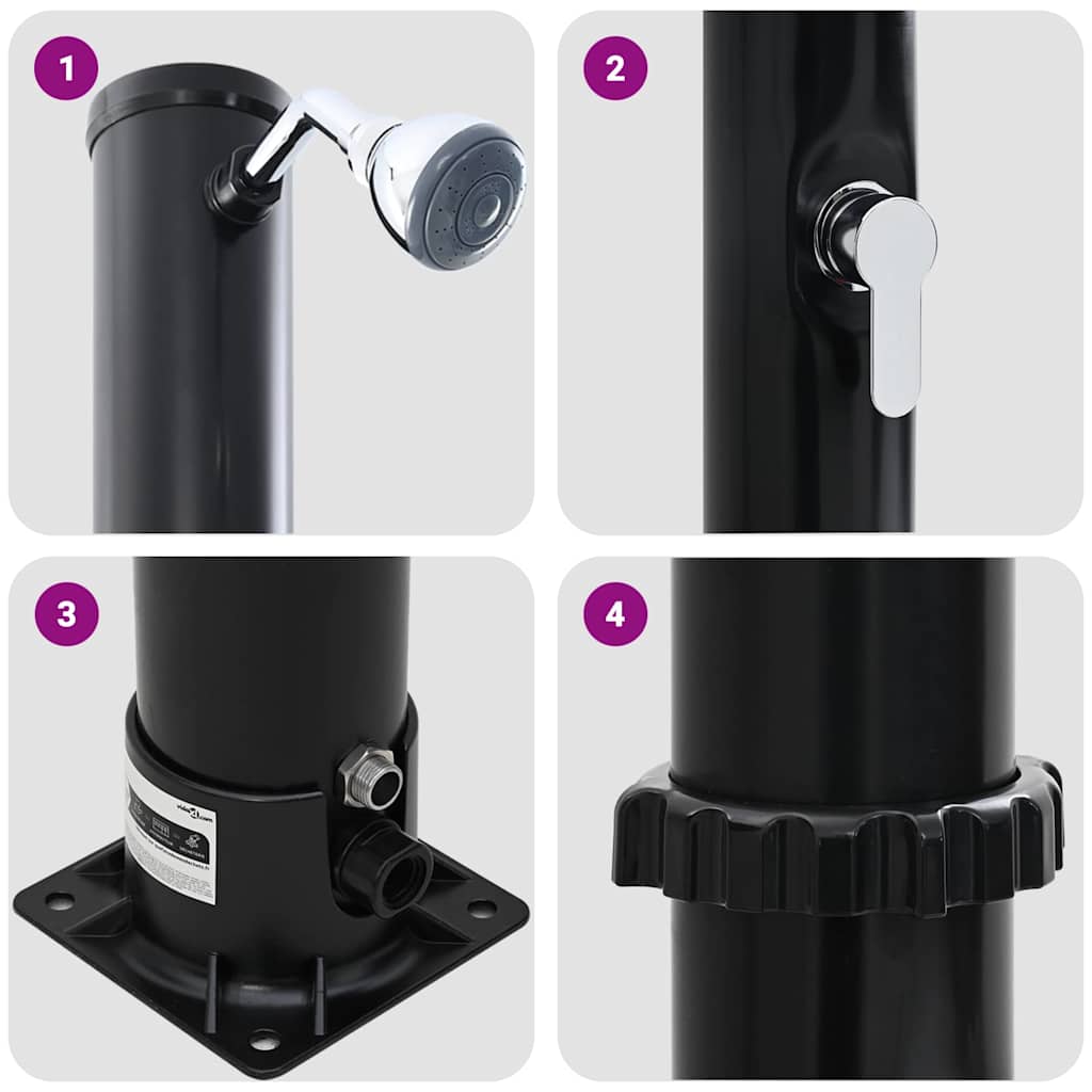 vidaXL Outdoor Solar shower Black 217 cm PVC and Aluminium