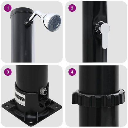 vidaXL Outdoor Solar shower Black 217 cm PVC and Aluminium