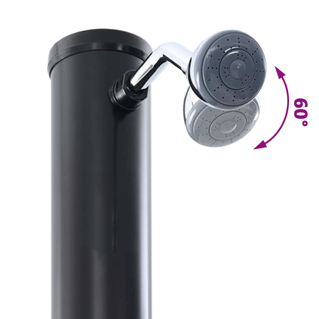vidaXL Outdoor Solar shower Black 217 cm PVC and Aluminium