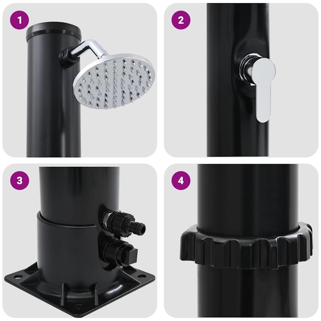 vidaXL Outdoor Solar shower Black 217 cm PVC and Aluminium