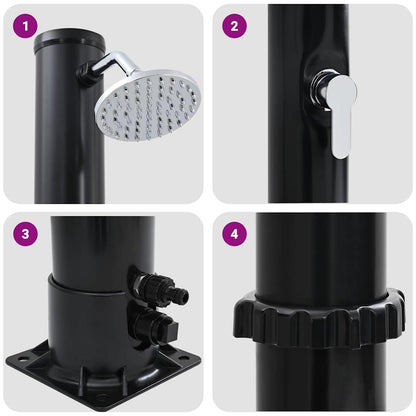 vidaXL Outdoor Solar shower Black 217 cm PVC and Aluminium