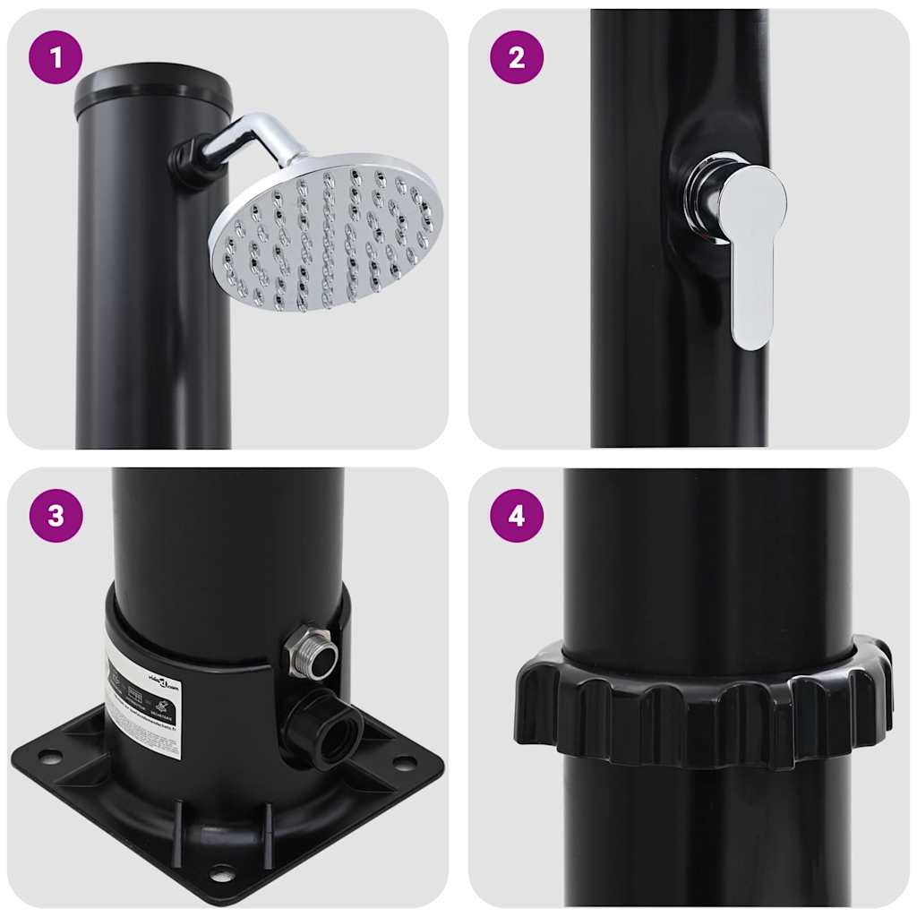 vidaXL Outdoor Solar shower Black 217 cm PVC and Aluminium