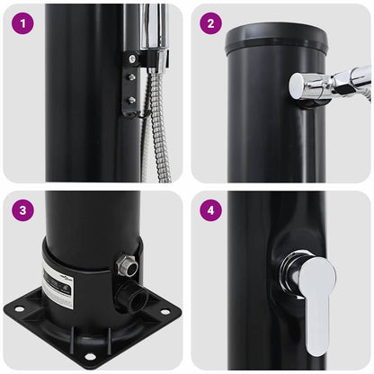 vidaXL Outdoor Solar shower Black 217 cm PVC and Aluminium
