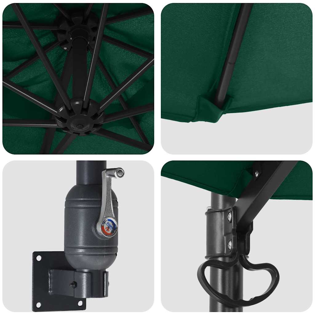 vidaXL Garden Parasol Green 248 x 248 x 148 cm Polyester and Steel