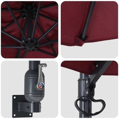 vidaXL Garden Parasol Bordeaux Red 248 x 248 x 148 cm