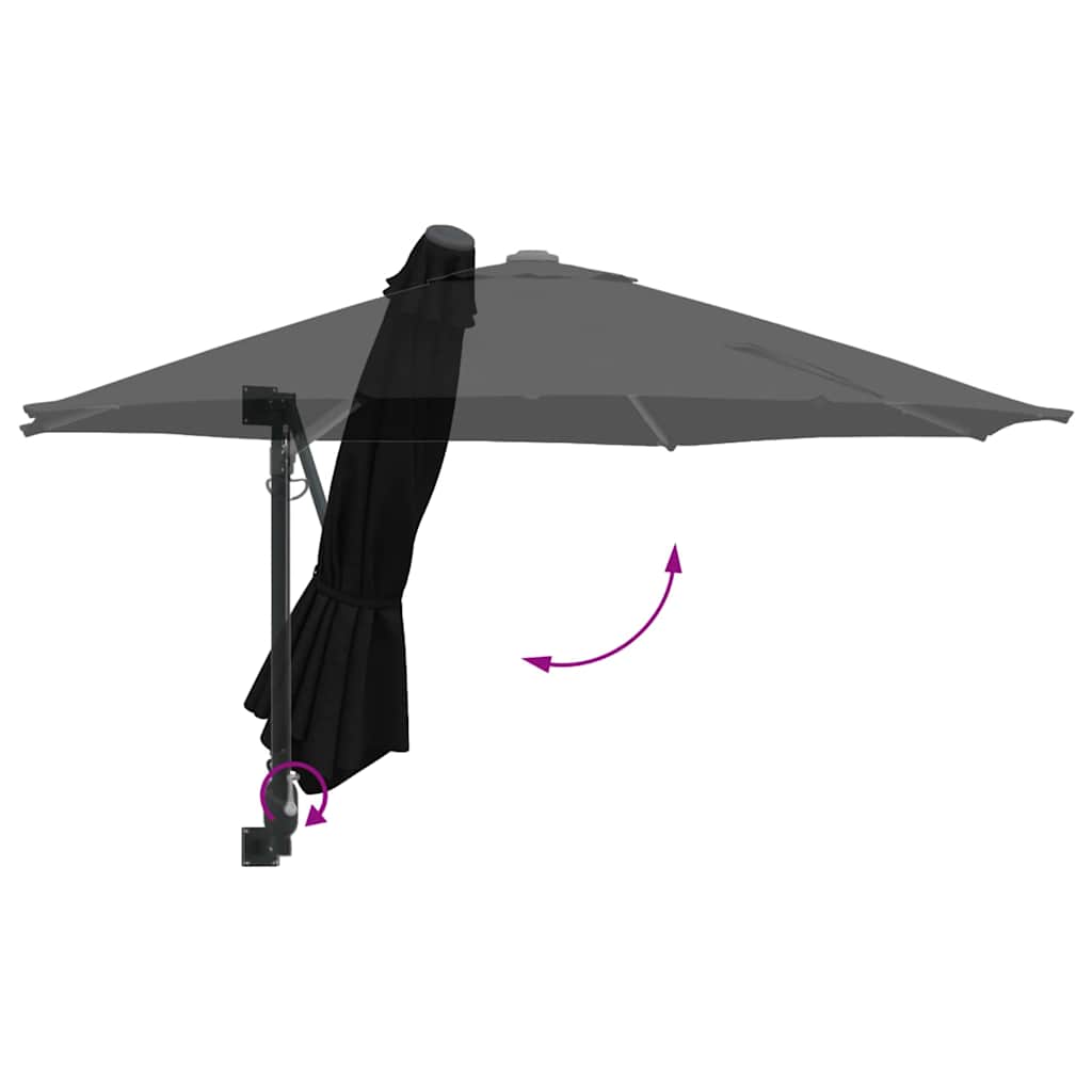 vidaXL Garden Parasol Black 248 x 248 x 148 cm Polyester and Steel