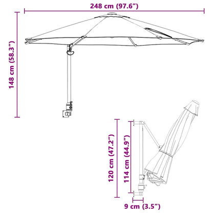 vidaXL Garden Parasol Azurblau 248 x 248 x 148 cm Polyester and Steel