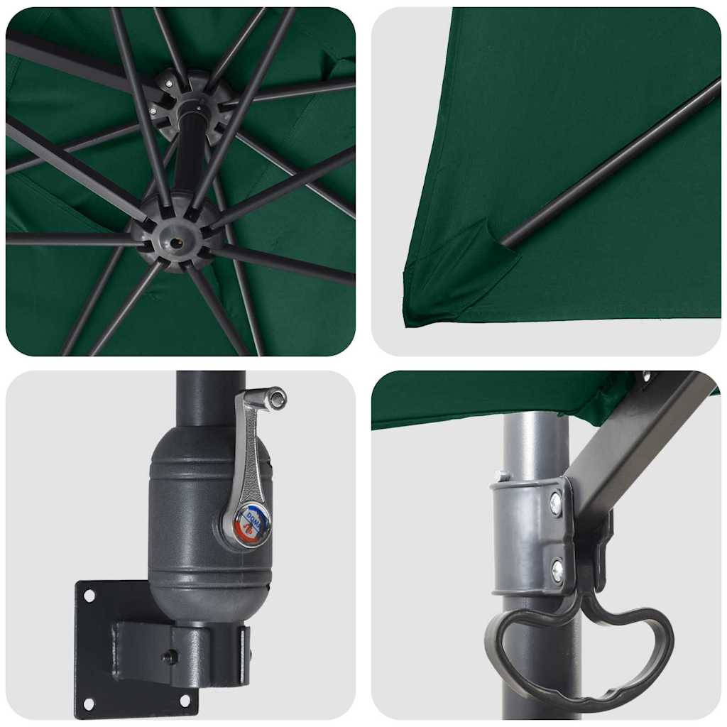 vidaXL Garden Parasol Green 248.5 x 247.5 x 160 cm Polyester and Steel