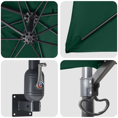 vidaXL Garden Parasol Green 248.5 x 247.5 x 160 cm Polyester and Steel