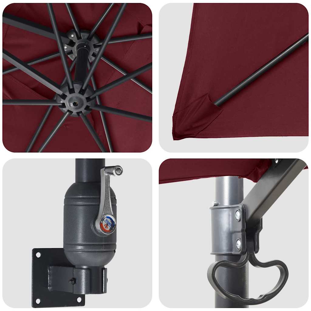 vidaXL Garden Parasol Bordeaux Red 248.5 x 247.5 x 160 cm
