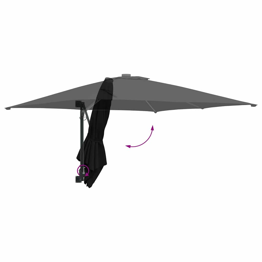 vidaXL Garden Parasol Black 248.5 x 247.5 x 160 cm Polyester and Steel