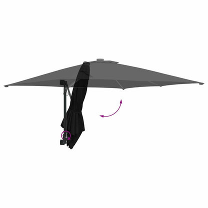 vidaXL Garden Parasol Black 248.5 x 247.5 x 160 cm Polyester and Steel