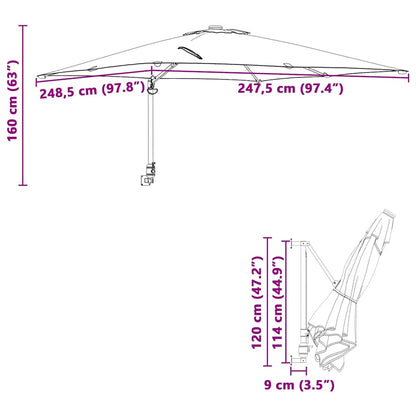 vidaXL Garden Parasol 248.5 x 247.5 x 160 cm Polyester and Steel