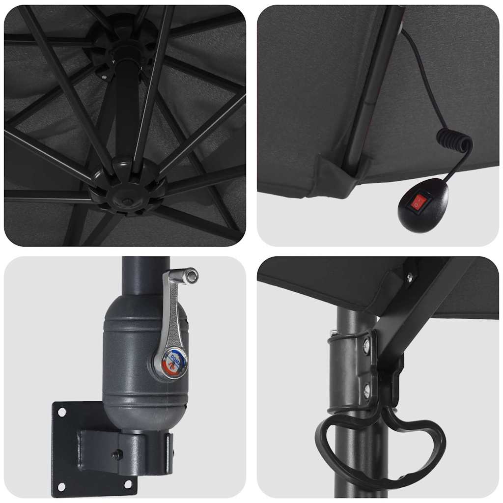vidaXL Garden Parasol Manual Anthracite 248 x 248 x 148 cm