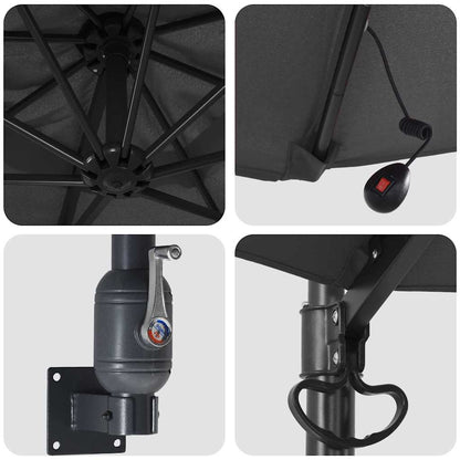vidaXL Garden Parasol Manual Anthracite 248 x 248 x 148 cm