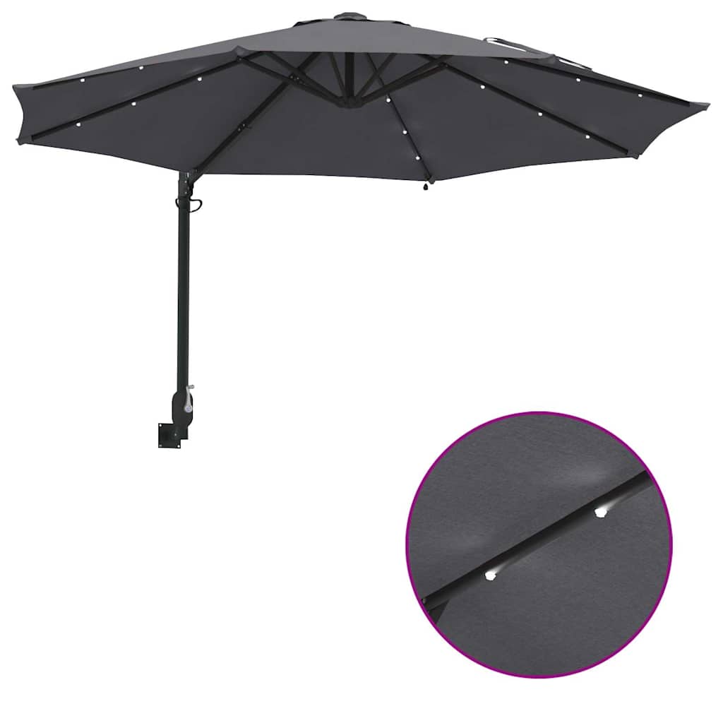 vidaXL Garden Parasol Manual Anthracite 248 x 248 x 148 cm