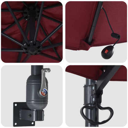 vidaXL Garden Parasol Manual Bordeaux Red 248 x 248 x 148 cm