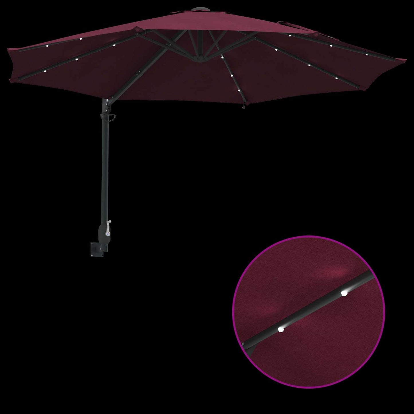vidaXL Garden Parasol Manual Bordeaux Red 248 x 248 x 148 cm