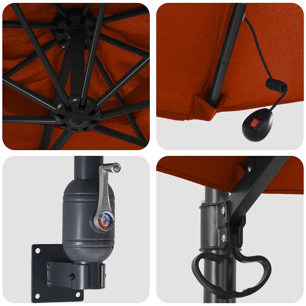 vidaXL Garden Parasol Manual Terracotta 248 x 248 x 148 cm