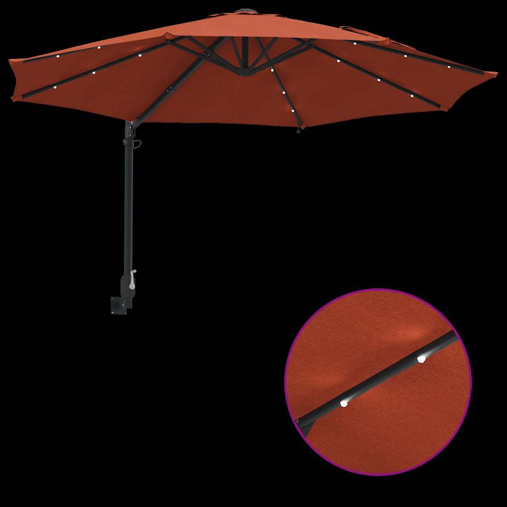 vidaXL Garden Parasol Manual Terracotta 248 x 248 x 148 cm
