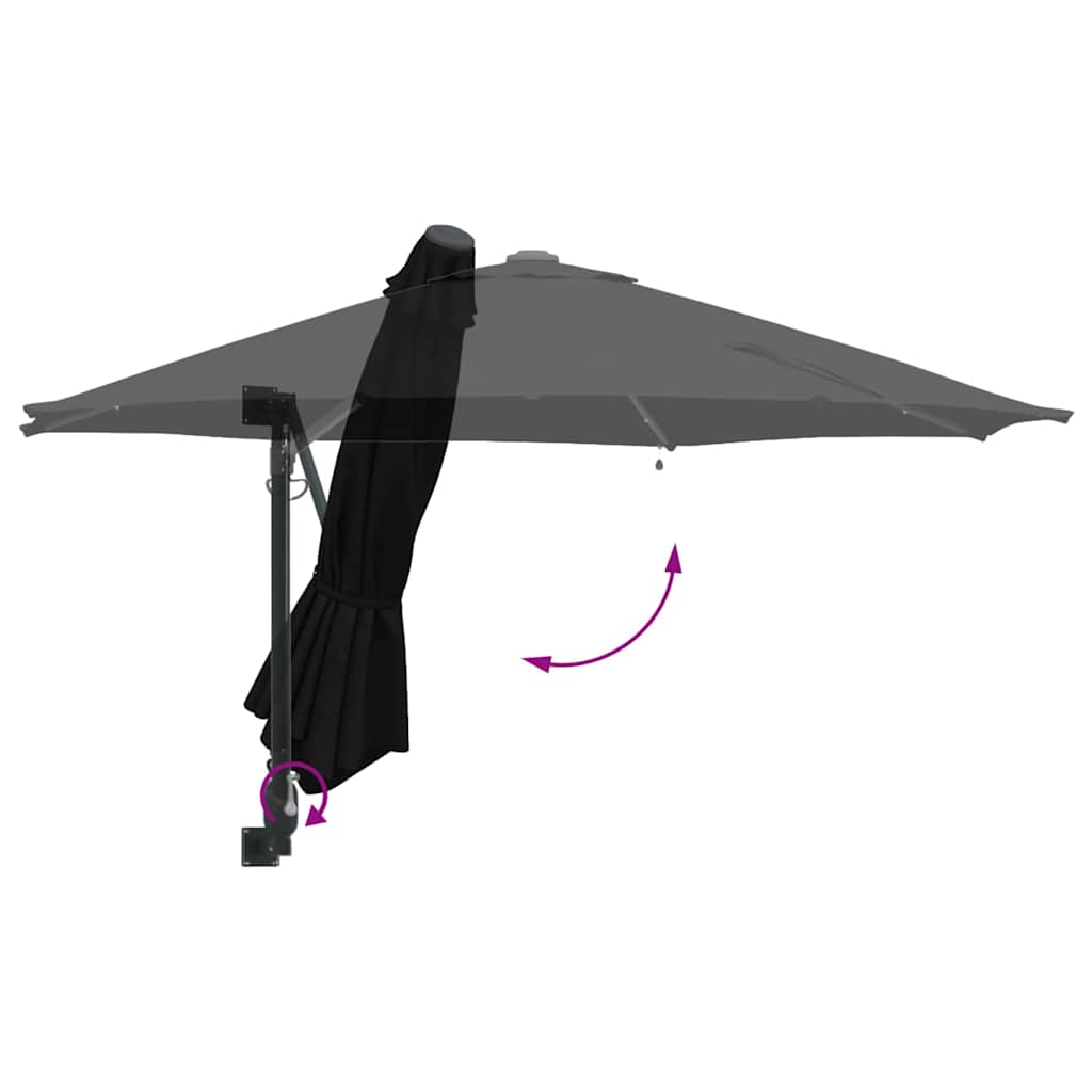 vidaXL Garden Parasol Black 248 x 248 x 148 cm Polyester and Steel