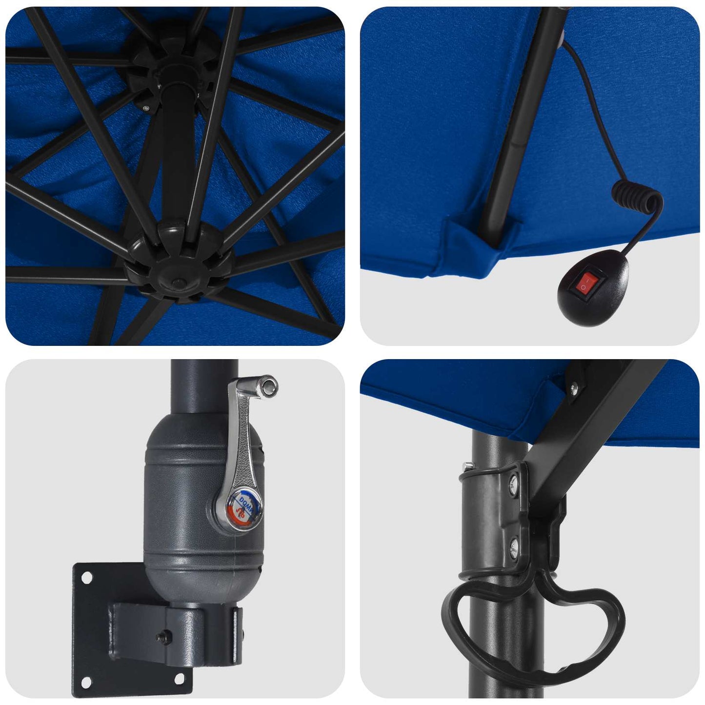 vidaXL Garden Parasol Azurblau 248 x 248 x 148 cm Polyester and Steel