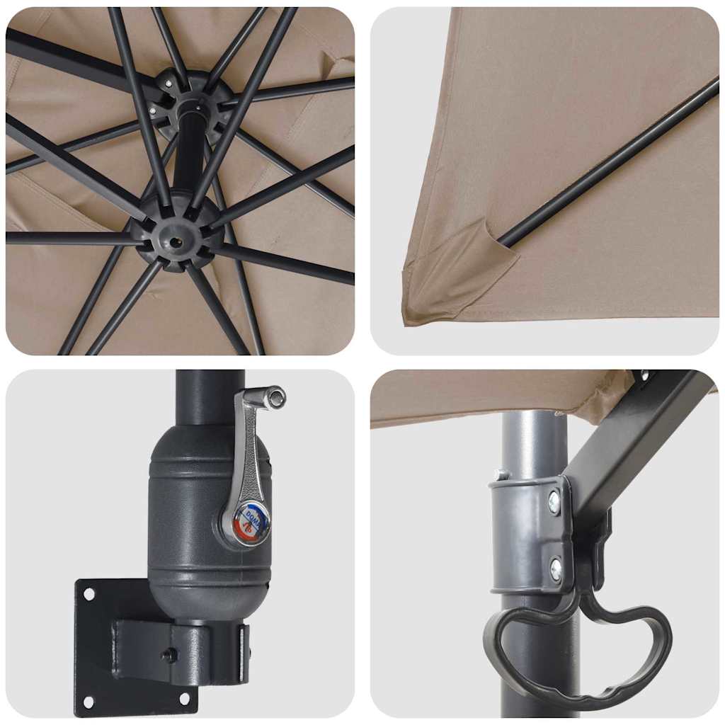vidaXL Garden Parasol Taupe 248.5 x 247.5 x 160 cm Polyester and Steel