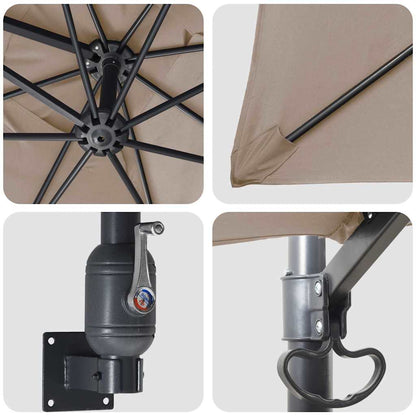 vidaXL Garden Parasol Taupe 248.5 x 247.5 x 160 cm Polyester and Steel