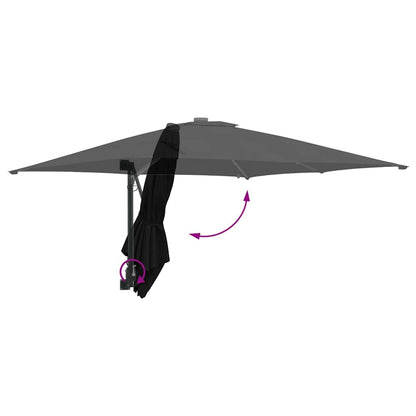vidaXL Garden Parasol Black 248.5 x 247.5 x 160 cm Polyester and Steel