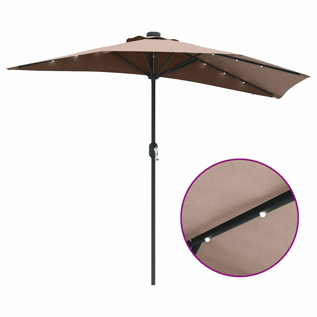 vidaXL Garden Parasol Taupe 294 x 150 x 223 cm Polyester and Steel