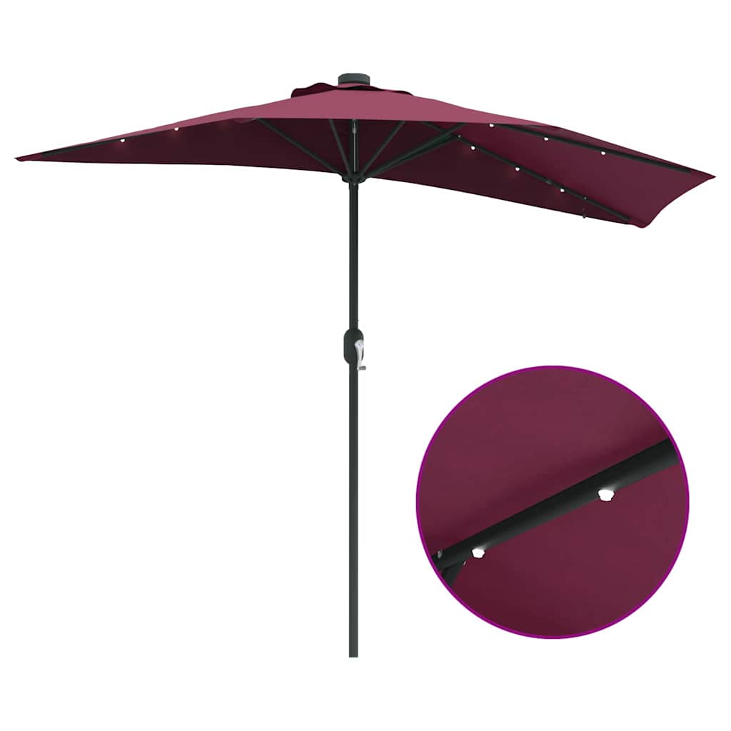 vidaXL Garden Parasol Bordeaux Red 294 x 150 x 223 cm