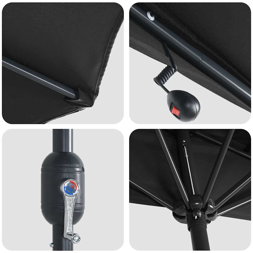 vidaXL Garden Parasol Black 294 x 150 x 223 cm Polyester and Steel