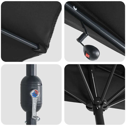 vidaXL Garden Parasol Black 294 x 150 x 223 cm Polyester and Steel