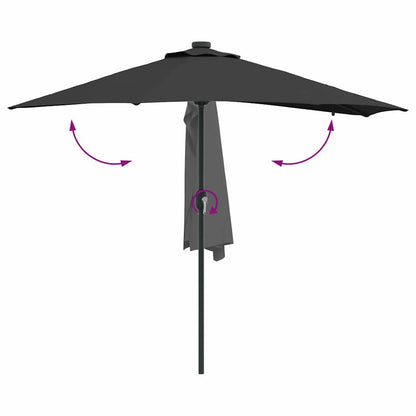vidaXL Garden Parasol Black 294 x 150 x 223 cm Polyester and Steel