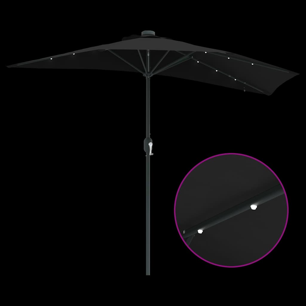 vidaXL Garden Parasol Black 294 x 150 x 223 cm Polyester and Steel