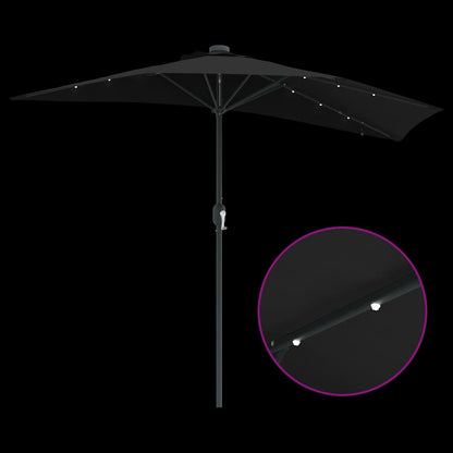 vidaXL Garden Parasol Black 294 x 150 x 223 cm Polyester and Steel