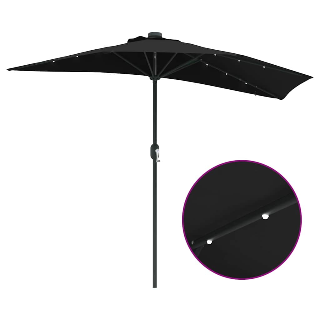 vidaXL Garden Parasol Black 294 x 150 x 223 cm Polyester and Steel
